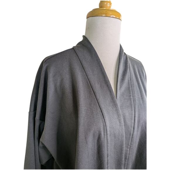 Eileen Fisher Organic Cotton Jersey High Collar Jacket Large Gray Neutral - Picture 4 of 11